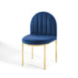 Isla Channel Tufted Performance Velvet Dining Side Chair, Velvet, Gold Blue Navy, 18498