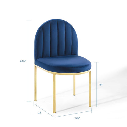 Isla Channel Tufted Performance Velvet Dining Side Chair, Velvet, Gold Blue Navy, 18498