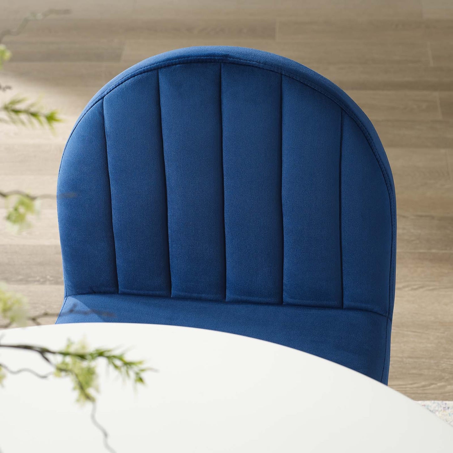 Isla Channel Tufted Performance Velvet Dining Side Chair, Velvet, Gold Blue Navy, 18498