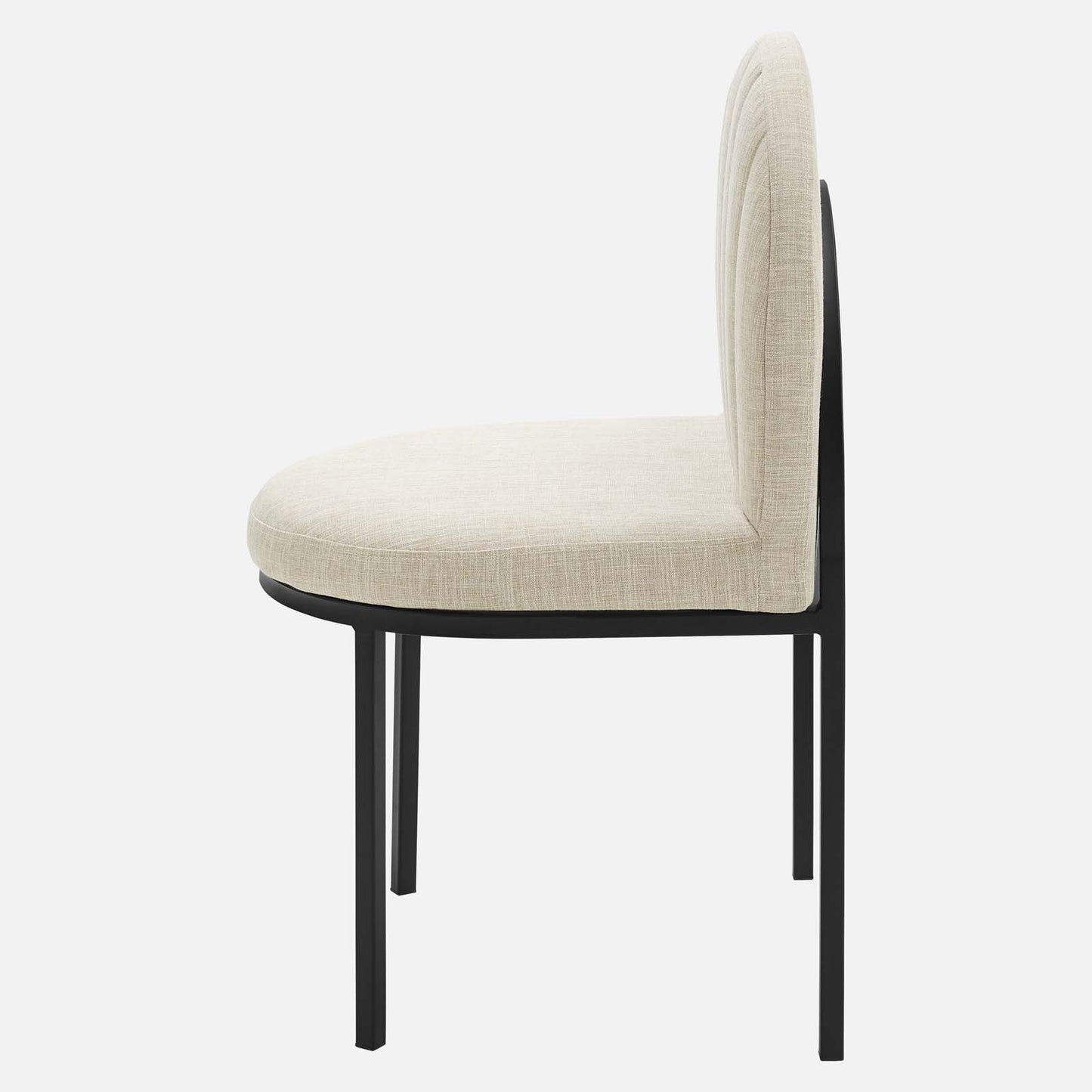 Isla Channel Tufted Upholstered Fabric Dining Side Chair, Fabric, Black Beige, 18499