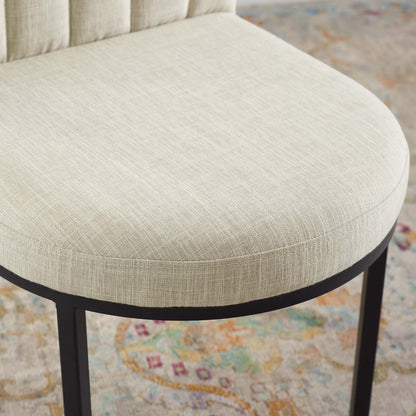 Isla Channel Tufted Upholstered Fabric Dining Side Chair, Fabric, Black Beige, 18499