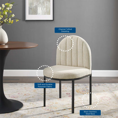 Isla Channel Tufted Upholstered Fabric Dining Side Chair, Fabric, Black Beige, 18499