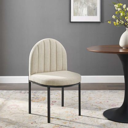 Isla Channel Tufted Upholstered Fabric Dining Side Chair, Fabric, Black Beige, 18499