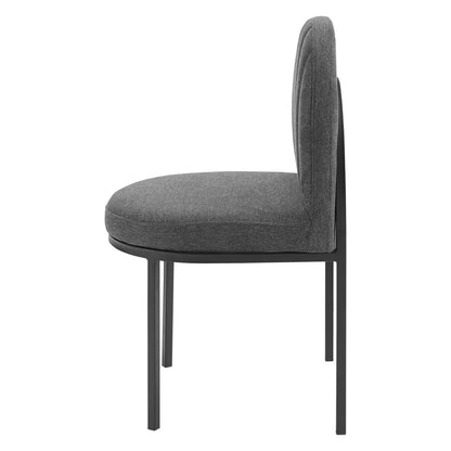Isla Channel Tufted Upholstered Fabric Dining Side Chair, Fabric, Black Grey Gray, 18500