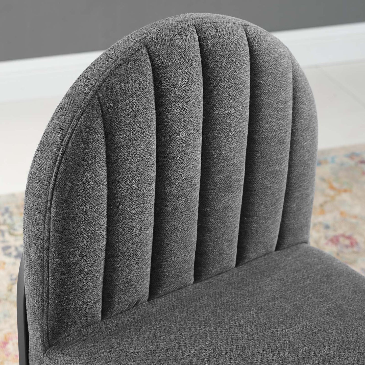 Isla Channel Tufted Upholstered Fabric Dining Side Chair, Fabric, Black Grey Gray, 18500