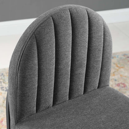 Isla Channel Tufted Upholstered Fabric Dining Side Chair, Fabric, Black Grey Gray, 18500