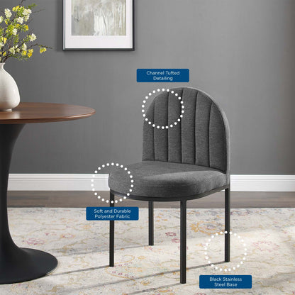Isla Channel Tufted Upholstered Fabric Dining Side Chair, Fabric, Black Grey Gray, 18500