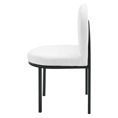 Isla Channel Tufted Upholstered Fabric Dining Side Chair, Fabric, Black White, 18502