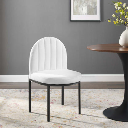 Isla Channel Tufted Upholstered Fabric Dining Side Chair, Fabric, Black White, 18502