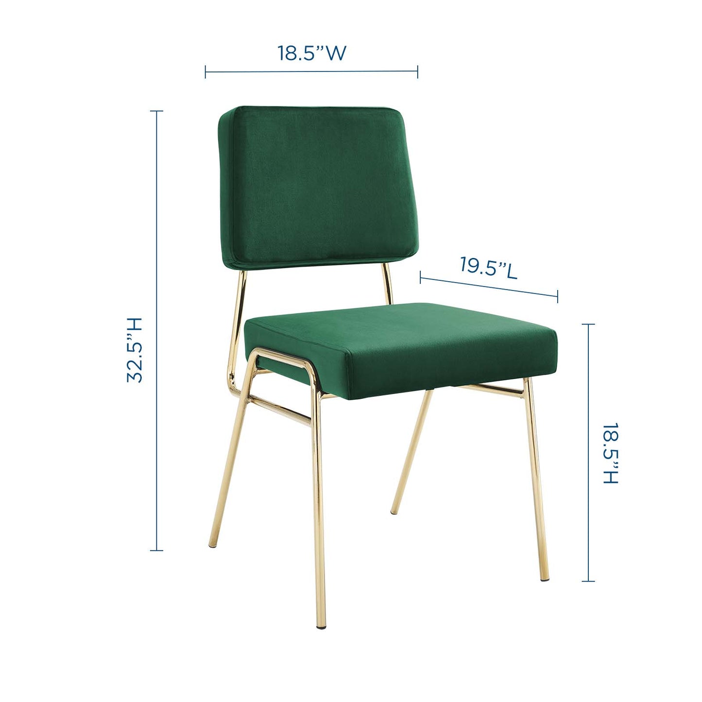 Craft Performance Velvet Dining Side Chair, Velvet, Metal Steel, Gold Green, 18504