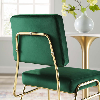 Craft Performance Velvet Dining Side Chair, Velvet, Metal Steel, Gold Green, 18504