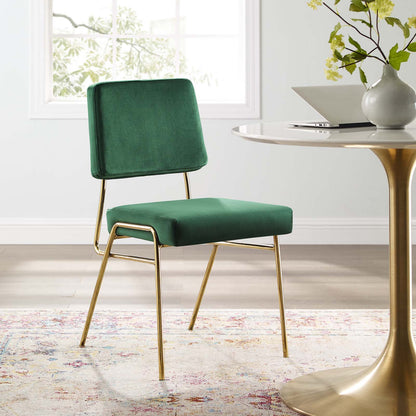 Craft Performance Velvet Dining Side Chair, Velvet, Metal Steel, Gold Green, 18504