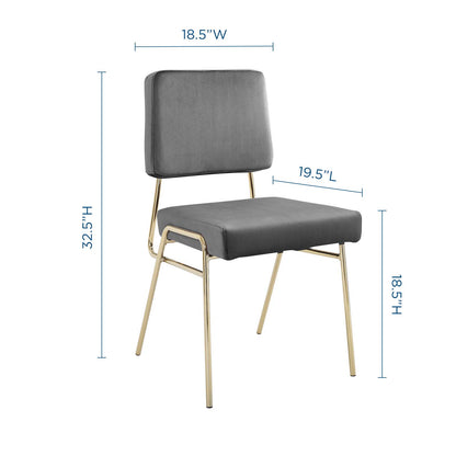 Craft Performance Velvet Dining Side Chair, Velvet, Metal Steel, Gold Grey Gray, 18505