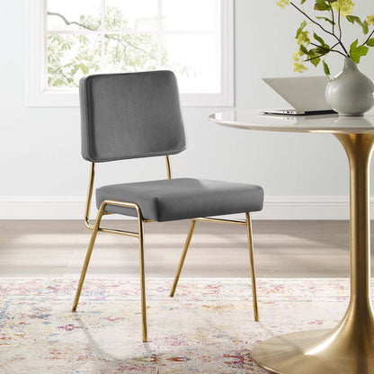 Craft Performance Velvet Dining Side Chair, Velvet, Metal Steel, Gold Grey Gray, 18505