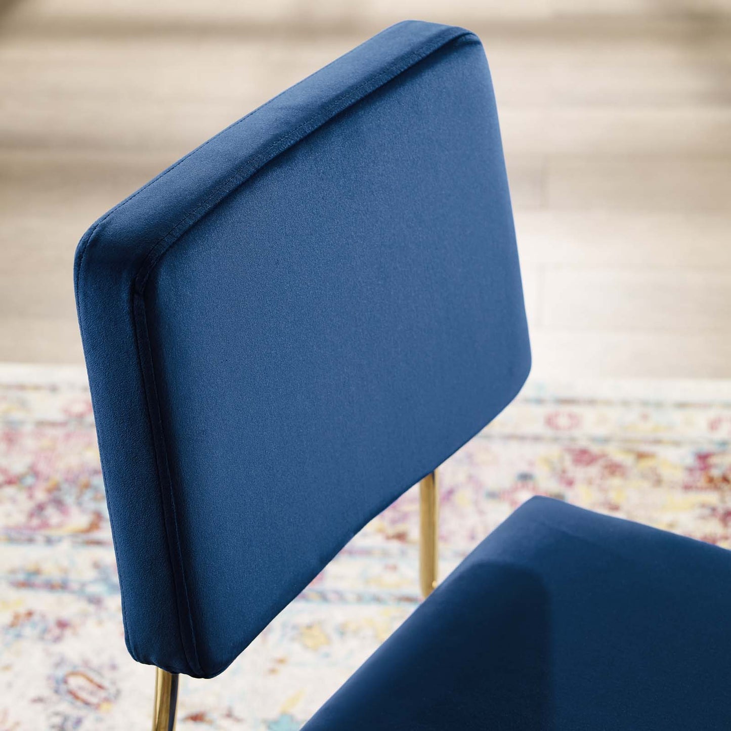 Craft Performance Velvet Dining Side Chair, Velvet, Metal Steel, Gold Blue Navy, 18506