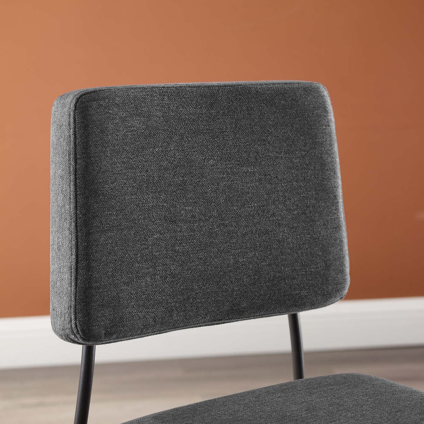 Craft Upholstered Fabric Dining Side Chair, Fabric, Metal Steel, Black Grey Gray, 18508