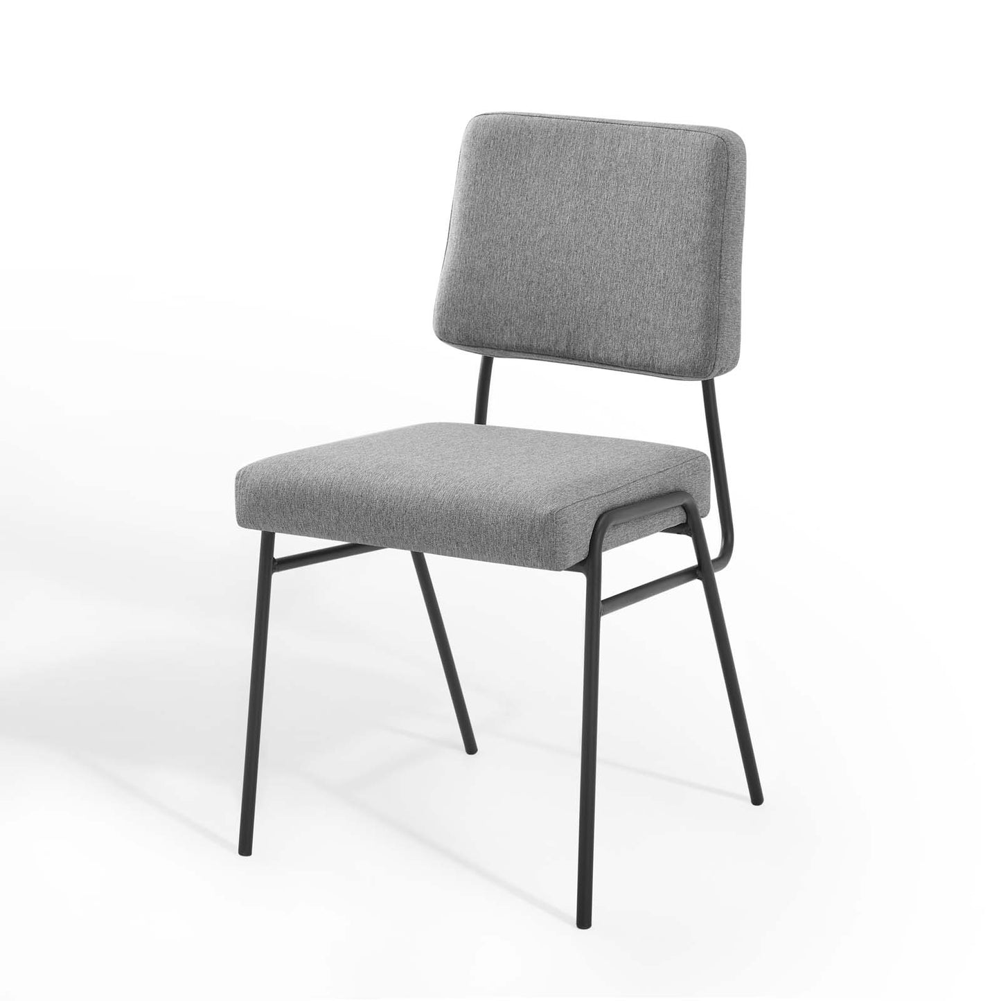 Craft Upholstered Fabric Dining Side Chair, Fabric, Metal Steel, Black Grey Gray, 18509