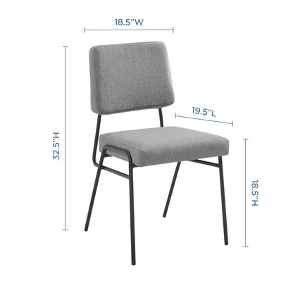 Craft Upholstered Fabric Dining Side Chair, Fabric, Metal Steel, Black Grey Gray, 18509