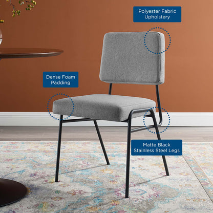 Craft Upholstered Fabric Dining Side Chair, Fabric, Metal Steel, Black Grey Gray, 18509
