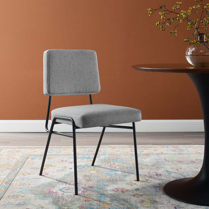 Craft Upholstered Fabric Dining Side Chair, Fabric, Metal Steel, Black Grey Gray, 18509