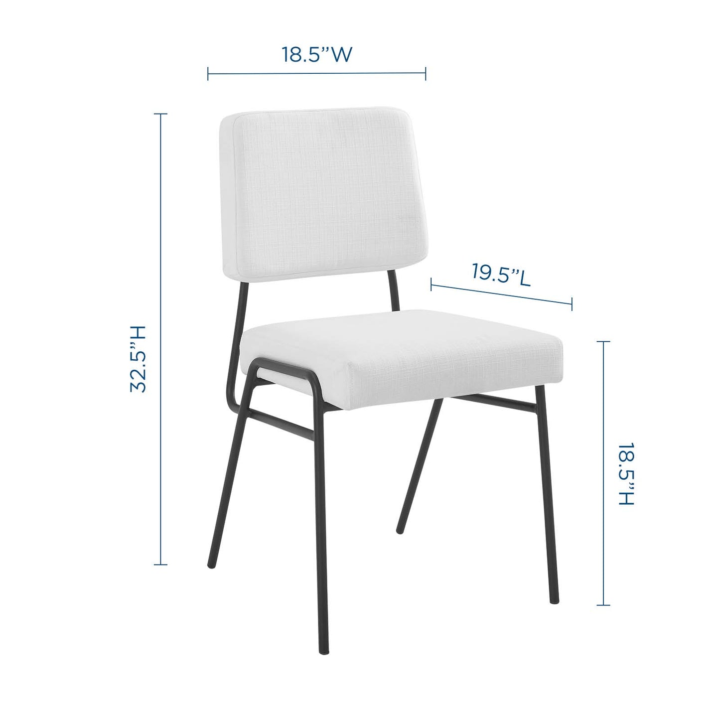 Craft Upholstered Fabric Dining Side Chair, Fabric, Metal Steel, Black White, 18510