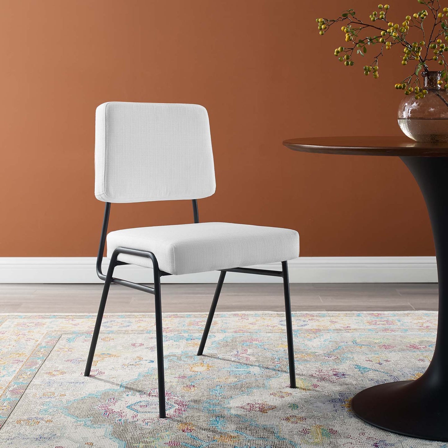 Craft Upholstered Fabric Dining Side Chair, Fabric, Metal Steel, Black White, 18510