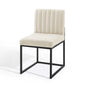 Carriage Channel Tufted Sled Base Upholstered Fabric Dining Chair, Fabric, Metal Steel, Black Beige, 18514