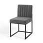 Carriage Channel Tufted Sled Base Upholstered Fabric Dining Chair, Fabric, Metal Steel, Black Grey Gray, 18515