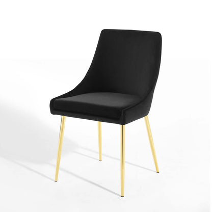 Viscount Performance Velvet Dining Chairs - Set of 2, Velvet, Metal Steel, Gold Black, 18518