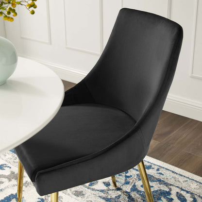 Viscount Performance Velvet Dining Chairs - Set of 2, Velvet, Metal Steel, Gold Black, 18518