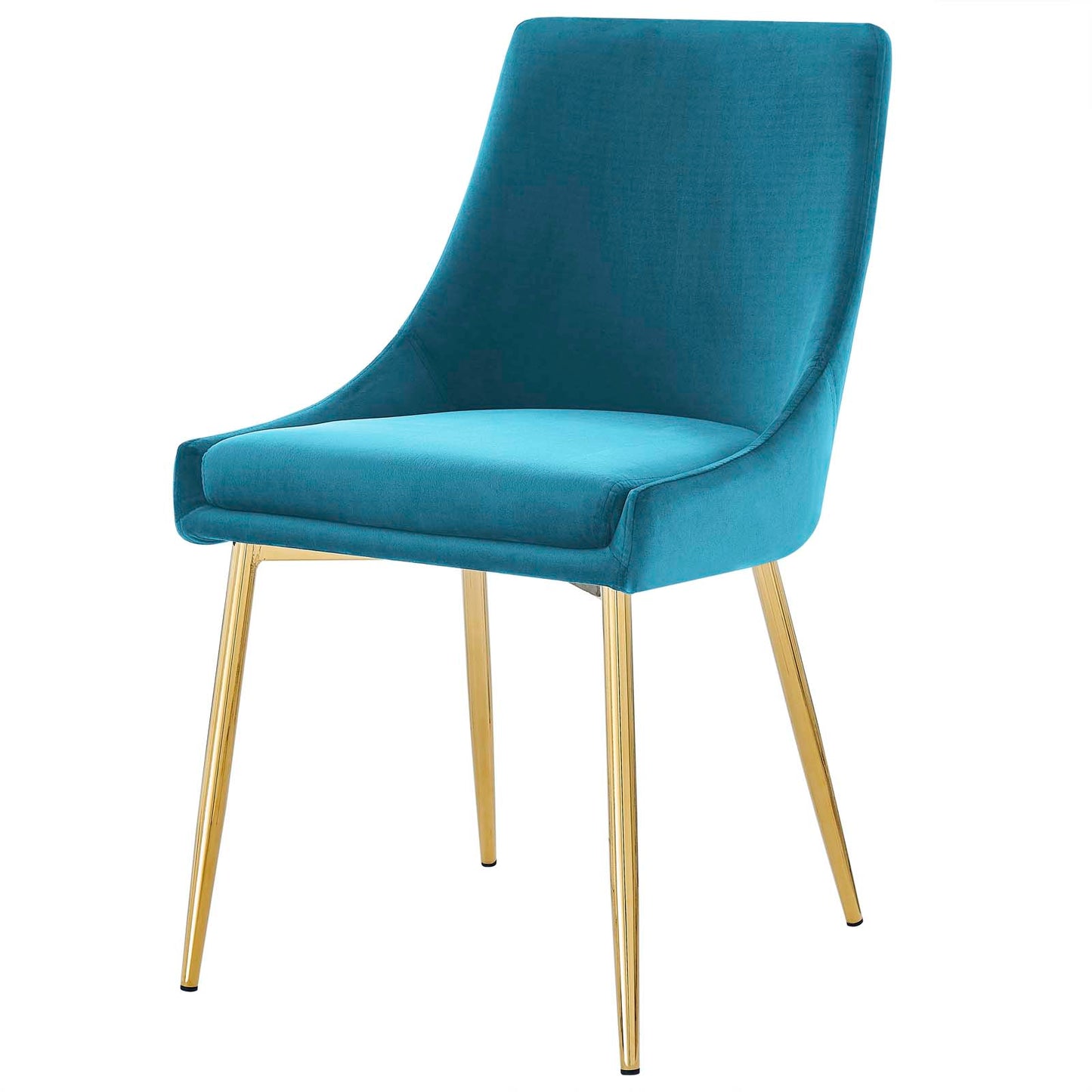 Viscount Performance Velvet Dining Chairs - Set of 2, Velvet, Metal Steel, Gold Blue, 18519