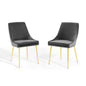Viscount Performance Velvet Dining Chairs - Set of 2, Velvet, Metal Steel, Gold Grey Gray, 18520