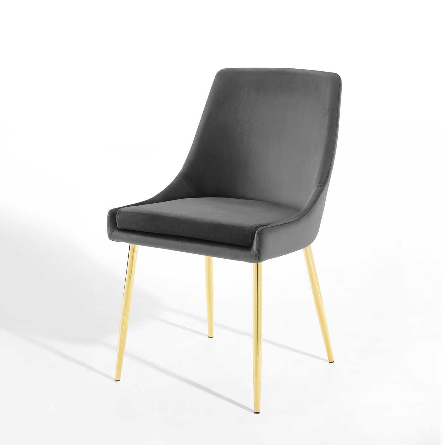 Viscount Performance Velvet Dining Chairs - Set of 2, Velvet, Metal Steel, Gold Grey Gray, 18520