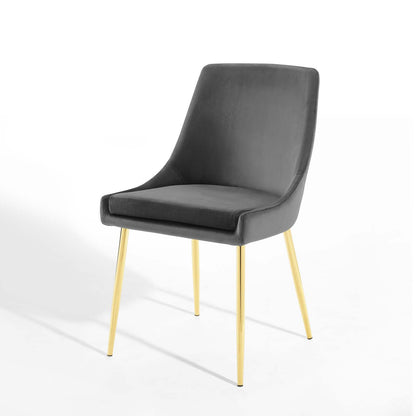 Viscount Performance Velvet Dining Chairs - Set of 2, Velvet, Metal Steel, Gold Grey Gray, 18520