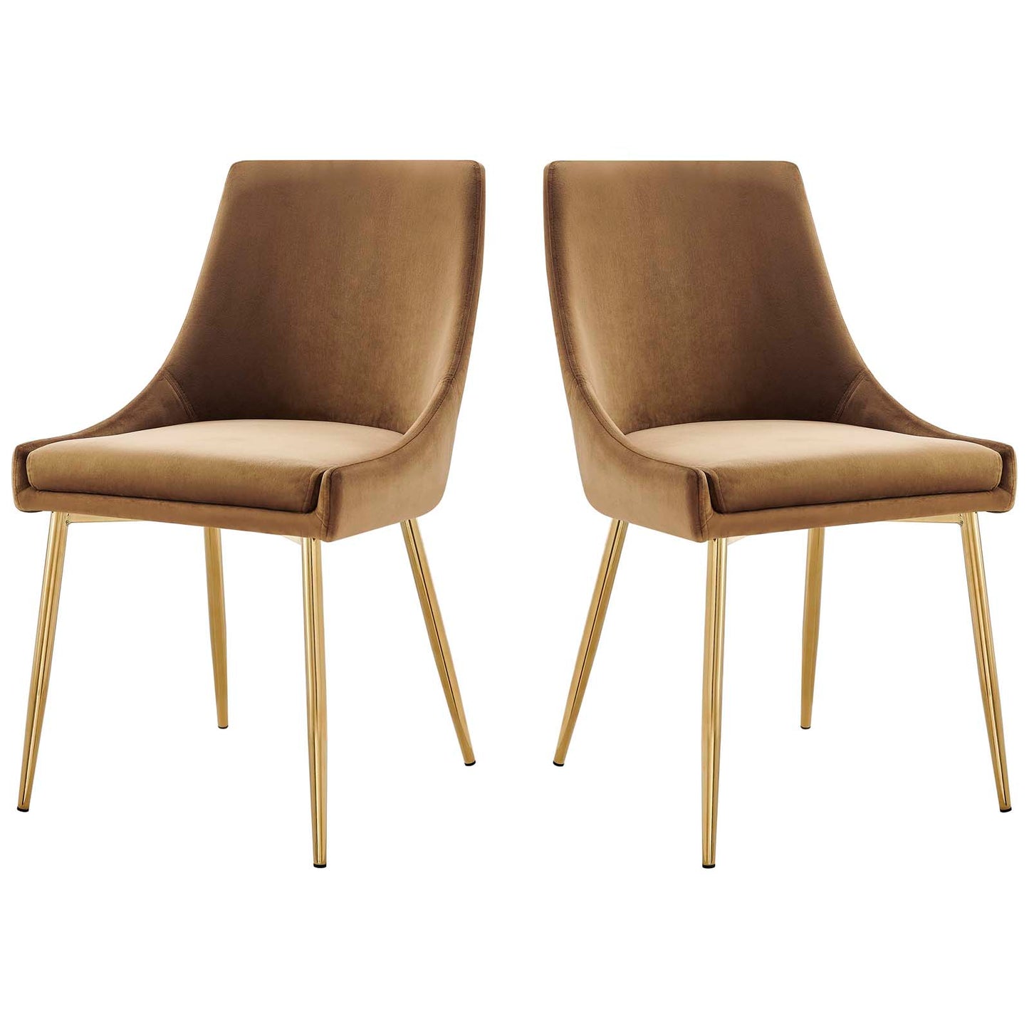 Viscount Performance Velvet Dining Chairs - Set of 2, Velvet, Metal Steel, Gold Brown, 18521