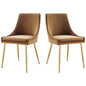 Viscount Performance Velvet Dining Chairs - Set of 2, Velvet, Metal Steel, Gold Brown, 18521