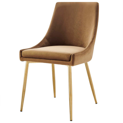 Viscount Performance Velvet Dining Chairs - Set of 2, Velvet, Metal Steel, Gold Brown, 18521