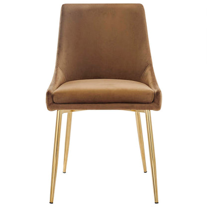 Viscount Performance Velvet Dining Chairs - Set of 2, Velvet, Metal Steel, Gold Brown, 18521