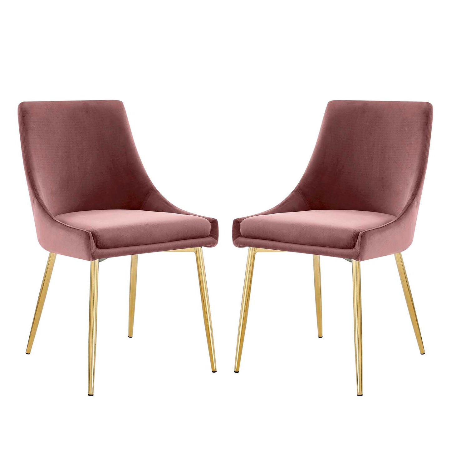 Viscount Performance Velvet Dining Chairs - Set of 2, Velvet, Metal Steel, Gold Pink, 18522