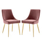 Viscount Performance Velvet Dining Chairs - Set of 2, Velvet, Metal Steel, Gold Pink, 18522