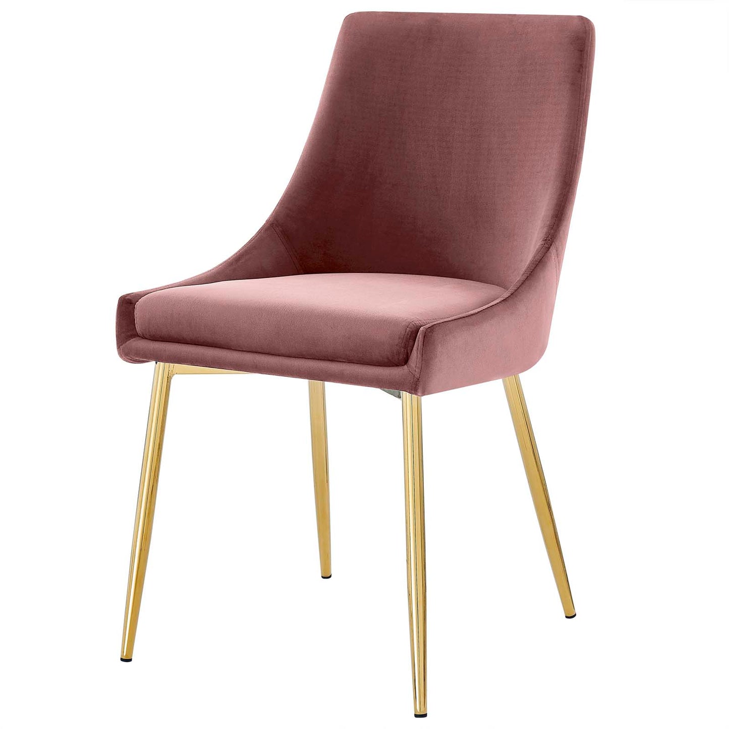 Viscount Performance Velvet Dining Chairs - Set of 2, Velvet, Metal Steel, Gold Pink, 18522