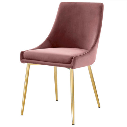 Viscount Performance Velvet Dining Chairs - Set of 2, Velvet, Metal Steel, Gold Pink, 18522