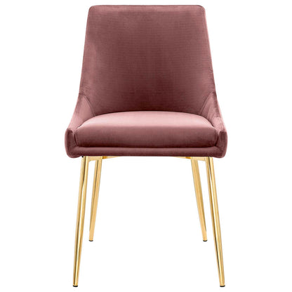 Viscount Performance Velvet Dining Chairs - Set of 2, Velvet, Metal Steel, Gold Pink, 18522