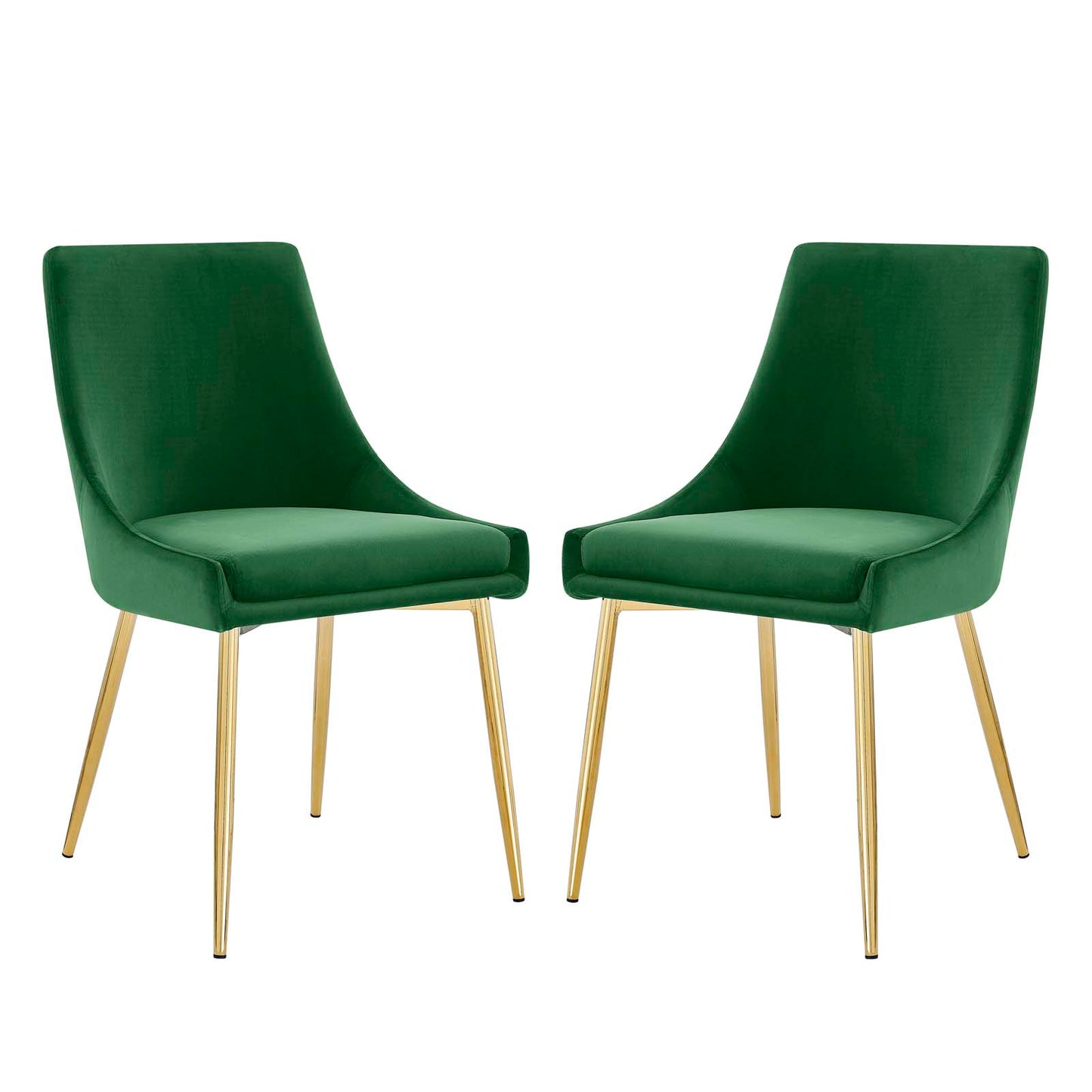 Viscount Performance Velvet Dining Chairs - Set of 2, Velvet, Metal Steel, Gold Green, 18523