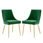 Viscount Performance Velvet Dining Chairs - Set of 2, Velvet, Metal Steel, Gold Green, 18523