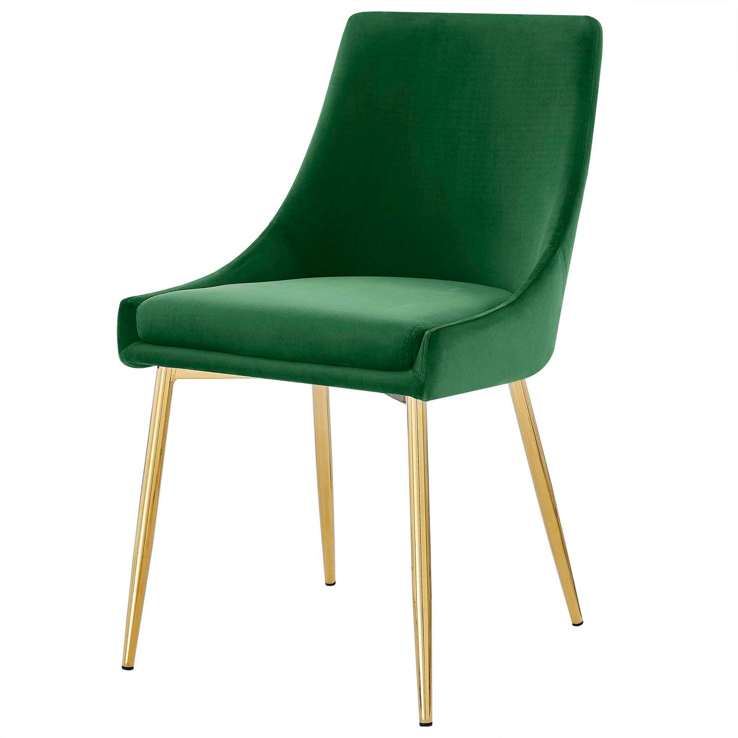 Viscount Performance Velvet Dining Chairs - Set of 2, Velvet, Metal Steel, Gold Green, 18523
