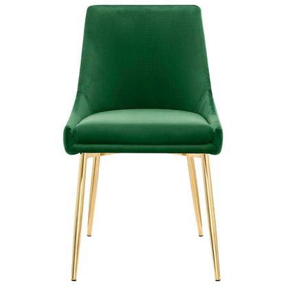 Viscount Performance Velvet Dining Chairs - Set of 2, Velvet, Metal Steel, Gold Green, 18523