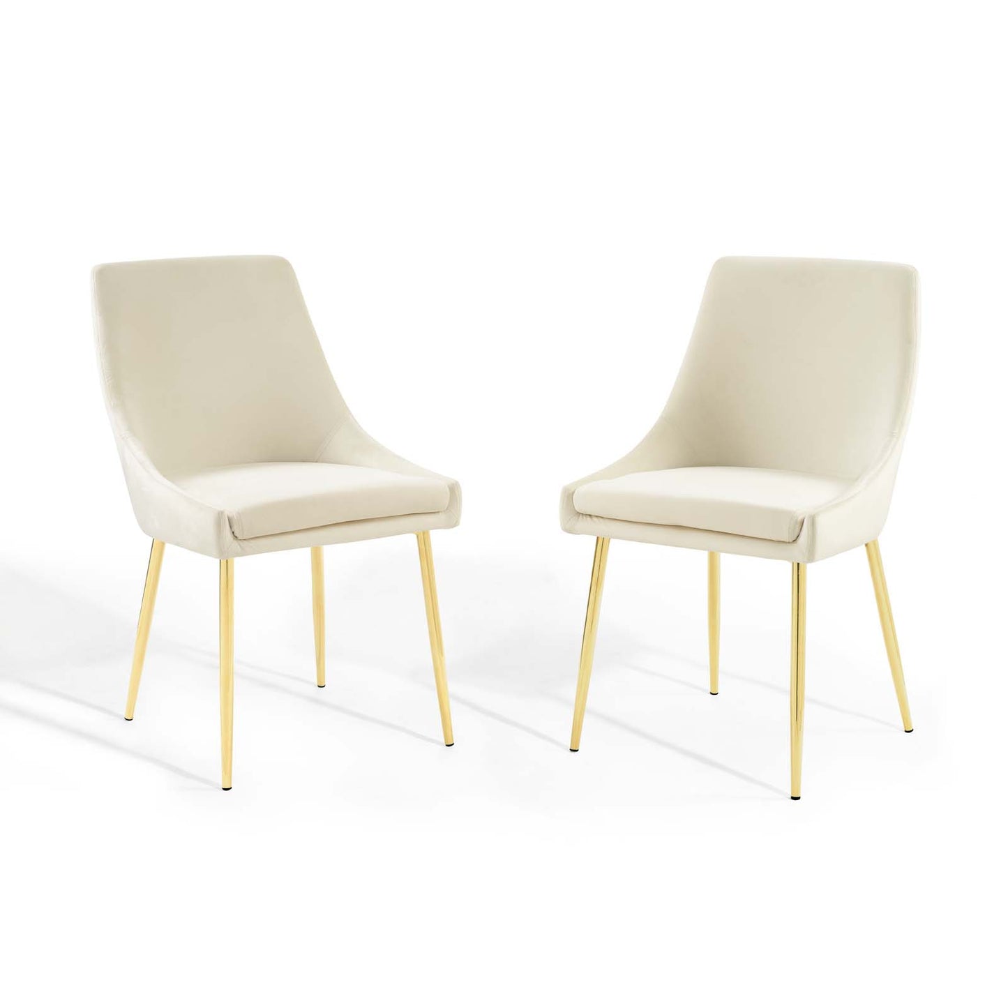 Viscount Performance Velvet Dining Chairs - Set of 2, Velvet, Metal Steel, Gold Ivory White, 18524