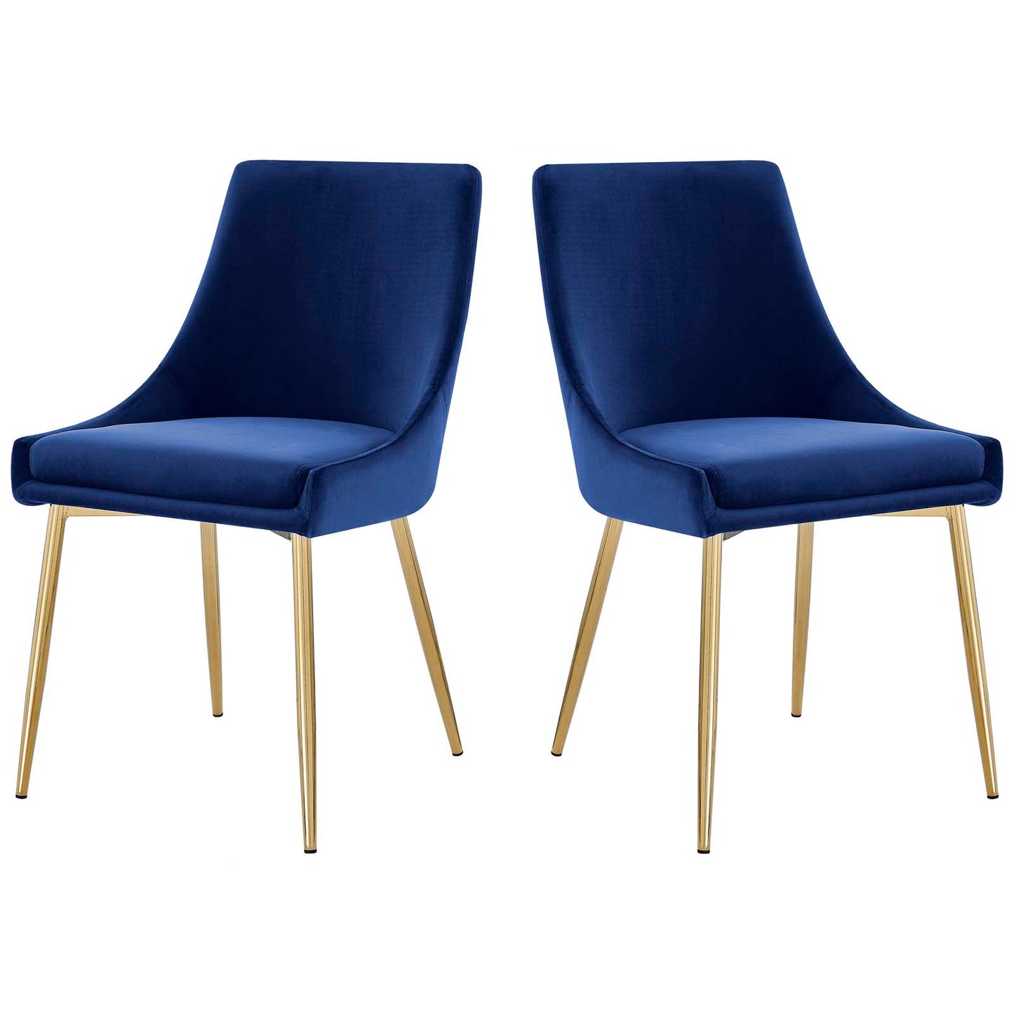 Viscount Performance Velvet Dining Chairs - Set of 2, Velvet, Metal Steel, Gold Blue Navy, 18525