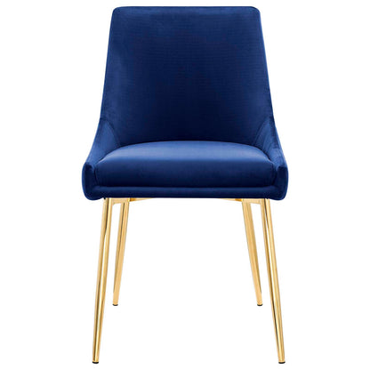 Viscount Performance Velvet Dining Chairs - Set of 2, Velvet, Metal Steel, Gold Blue Navy, 18525